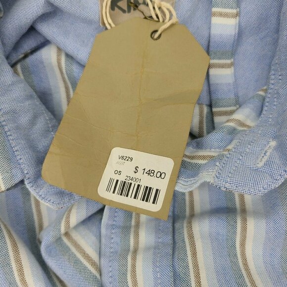New Furst of A Kind Blouse Womens One Size Cropped Blue Striped Top Long Sleeve - Picture 5 of 5